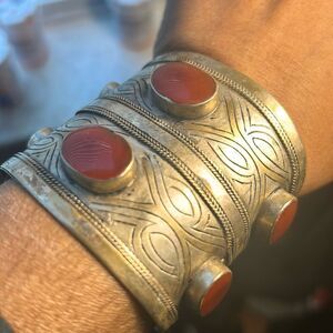 Vintage Turkemann Carnelian Cuff Bracelet